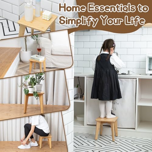 image for StrongTek Bamboo Step Stool for Kids and Adults, Sturdy and Versatile 