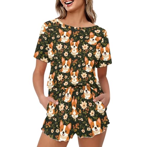 Pyjama manches courtes femme léger contre la chaleur nocturne vêtement de nuit doux