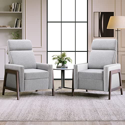 Nallbeirraa Modern Linen Recliner Chair Adjustable Home Theater Seating With Thick Seat Cushion And Backrest Wood-Framed For Living Room Recliners (Grey-2Pcs) #TOP20