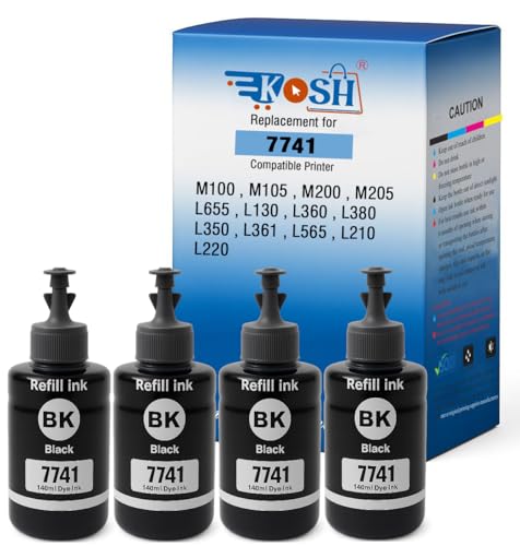 Image of KOSH T7741 Pigment Black Ink Refill Bottle Compatible for M100 / M105 / M200 / M205 / L605 / L655 / L1455 Printers