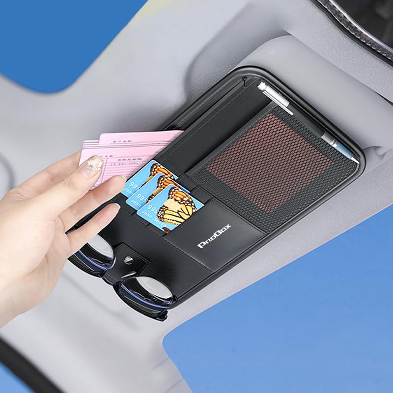 プロボックス 専用 車 バイザー サンバイザー 収納 大容量 サングラスホルダー PROBOX 新型 プロボックス 160系 カスタムパーツ に適用 カスタム 内装 パーツ カスタム カー用品 便利グッズ 車内 収納 スリム型 サンバイザーポケット サングラスホルダー カードホルダー 安全運転 カードホルダー 小物入れ アクセサリー (ブラック 1個)