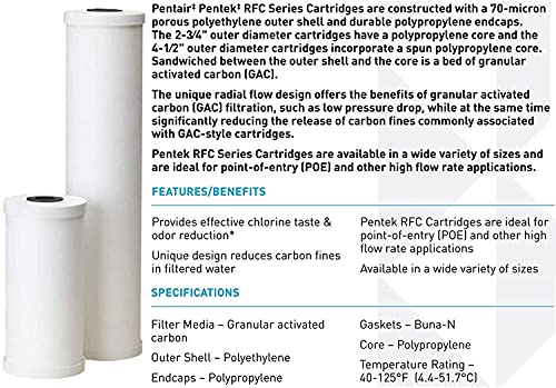 Image of Pentair Pentek RFC-20BB Big Blue Carbon Water Filter, Whole House Heavy Duty Radial Flow Carbon Replacement Cartridge with Granular Carbon (GAC) Filter, 20 inch x 4.5 inch, 25 Micron, Pack of 6, White