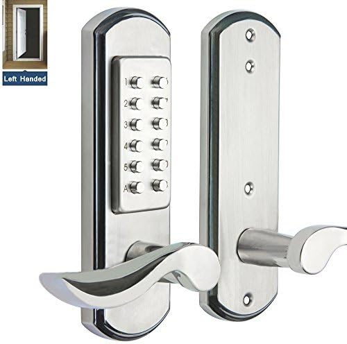 Left Handed Door Combination Code Door Lock with Accent Lever Safety Keypad Lockset for Door-Not Deadbolt(Only for The Door Opens Inward & Need to Drill Additional 4 Holes)