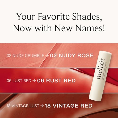 Image of Melixir Vegan Lip Butter (12 Colors), Hydrating Tinted Lip Balm Stick, Bee-Free, Petrolatum-Free, Plant-Based, Moisturizes Dry & Chapped Lips With Shea Butter, Sheer, Natural Finish - #06 Rust Red