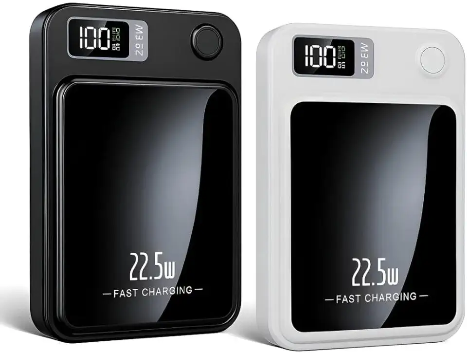 Power Bank Por Indução 10000mAh 22,5w Carga Rápida, Carregador Leve Bateria Universal Portátil Display LED Indicador Saída/Entrada USB-A USB-C Tipo-C Compatível com IOS 16/15/14/13/12/11
