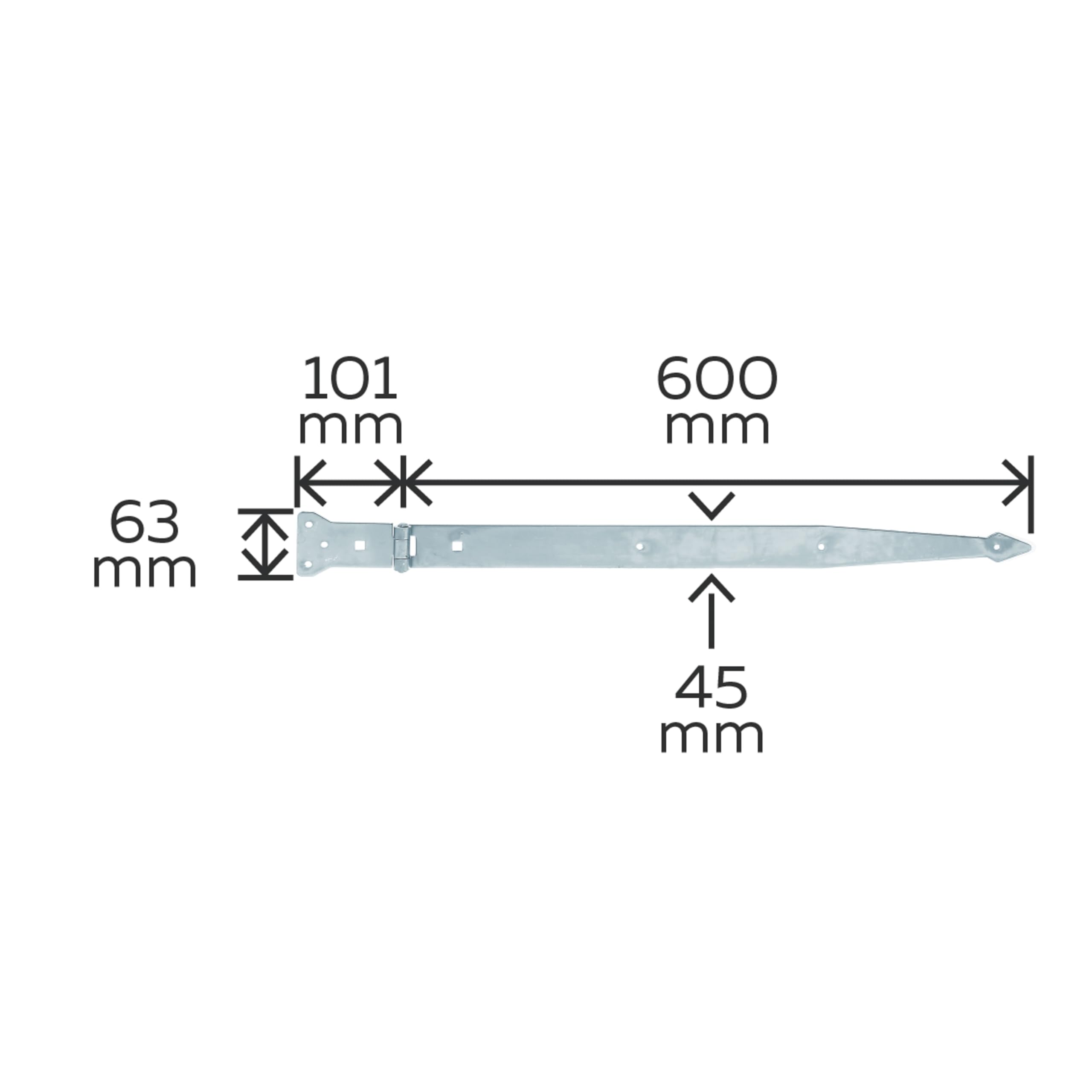 Alberts 845599 Werfgehänge | mit vernietetem Stift | galvanisch verzinkt, Dickschichtschutz | Band 600 x 45 mm | Scharnier 101 x 63 mm | 10er Set