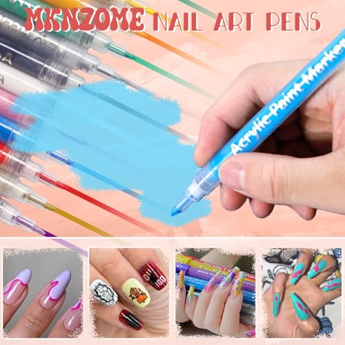 Image of 48 Color Nail Art Pens for Painting Nails, 0.7 MM Nail Polish Pens Drawing Point Liner Acrylic Painted Pen Kit, Waterproof Quick-drying for DIY Nails Art Design Manicure Tools