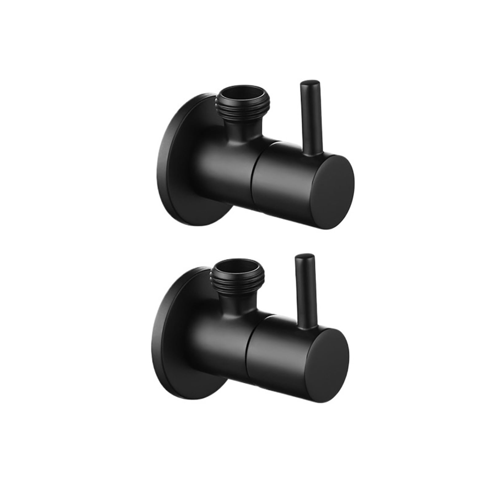 Bnjlsdatwr Black 2 Pieces Valve， Matte Black Angle Valve Faucet Water Inlet Fittings And Stop Round Connecting Bathroom And Kitchen Accessories(Black 1 Piece)(Black 2 Pieces)