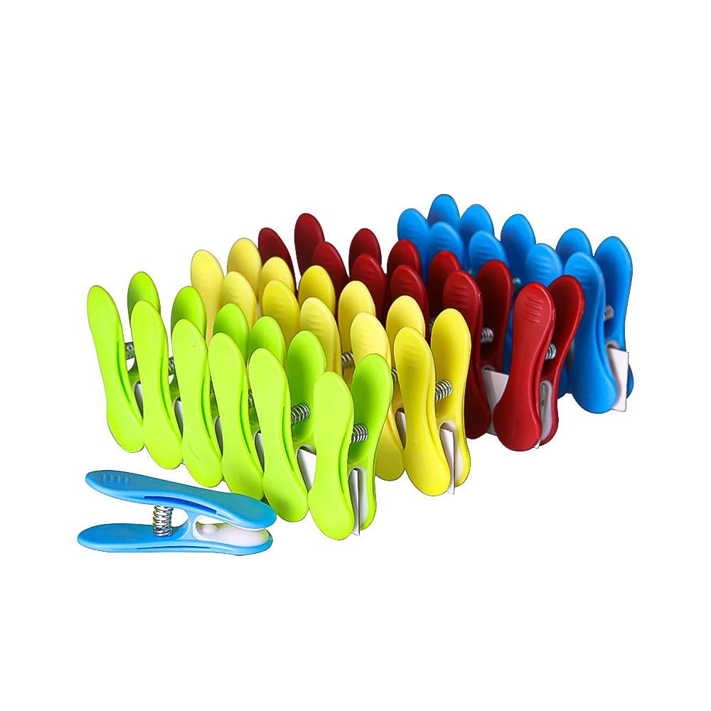 K-ONE Strong Clothes Pegs for Laundry Washing Line | Airer Clips Grip Dry Garden | Laundry Pegs for Strong Windproof Supplies Soft Rubber Grip Pegs (Multiple Colours) (Pack of 24)