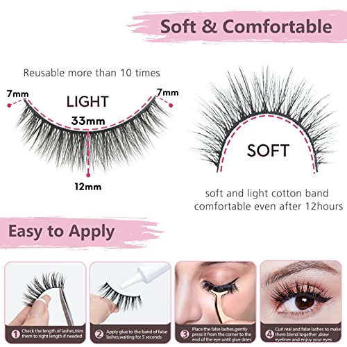 Sonafeel Short Eyelashes Natural Look Cross Wispy Daily Lashes Pack 3D Mink Lashes Fluffy Pestañas Natural False Lashes 12Mm Reusable Handmade Fake Eyelashes #TOP2