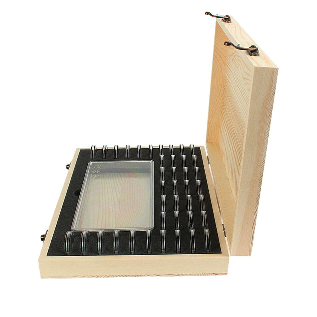 misppro Caja de almacenamiento de monedas de madera con 40 cápsulas