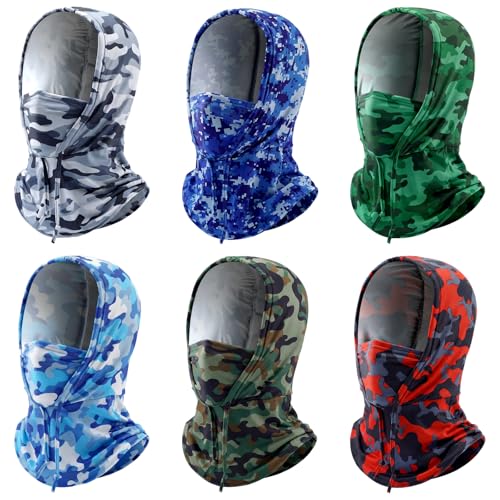 Image of Patelai 6 Pcs Summer Balaclava UV Face Mask Sun Protection Cooling Hood Full Head Face Cover for Women Men Cycling Fishing
