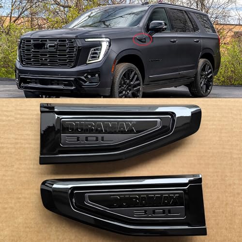 Image of 2pack OEM Duramax Vent Emblem 3.0L Right Left 3D Badge Replacement for 2021 2022 2023 2024 Yukon and Yukon XL Denali At4 84719447 84719448 (Gloss Black)