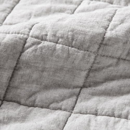 Hyde Lane Linen Quilt Set Queen Size - Breathable Box Stitched European Flax Bedding Set for Bedspread and Coverlet, with 2 Pillow Shams, 90"x96", Grey by Hyde Lane - Used condition - Image 4