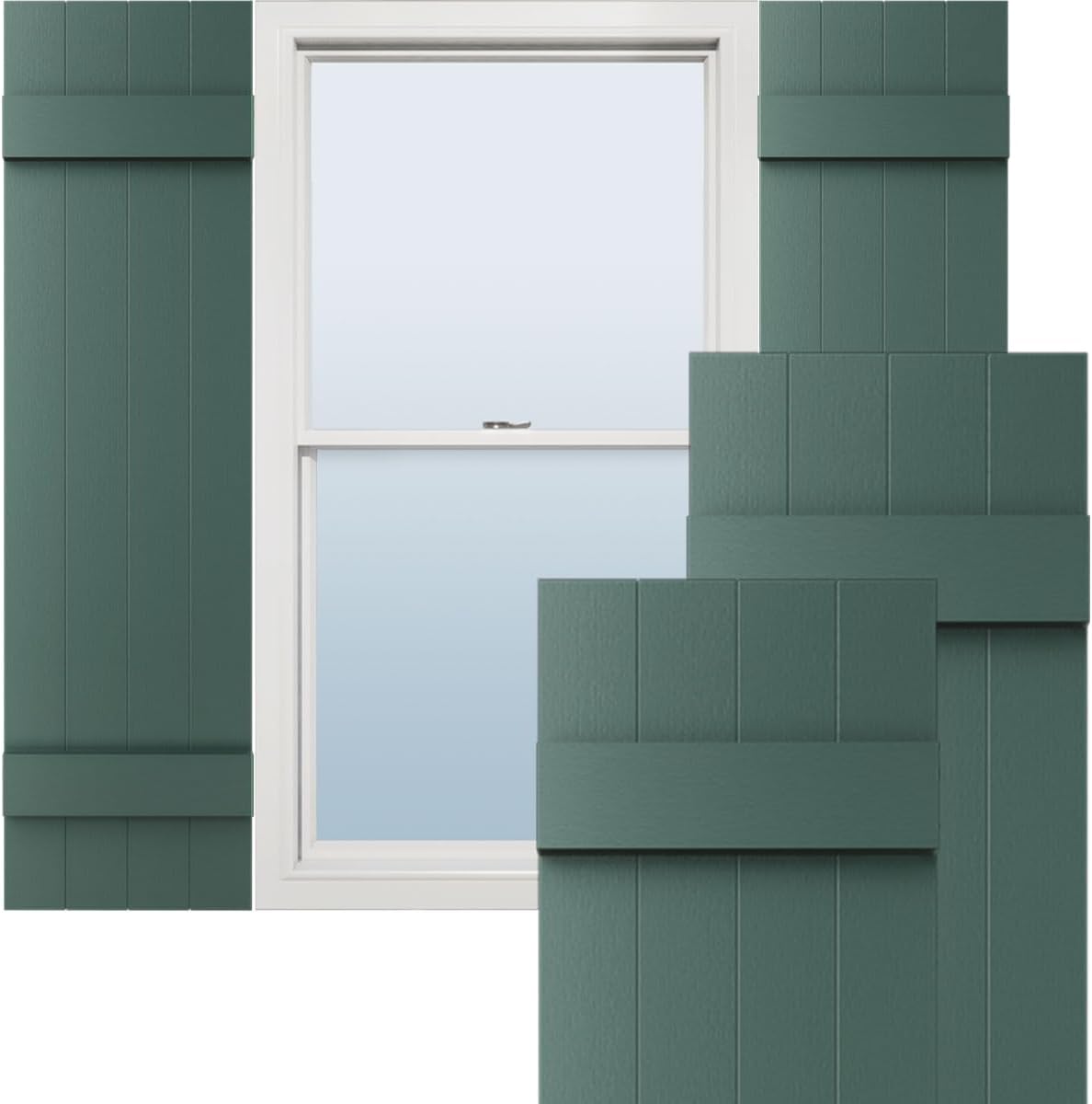 14x47 vinyl shutters with Shutter-Lok, Forest Green
