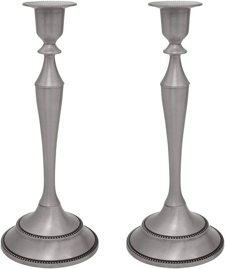 Metal Candelabra Candlesticks Holder for Formal Events,Wedding,Church,Holiday Décor,Halloween Taper Candle Holder Stand Centerpiece Elegant Decoration Piece for Table,Set of 2,Pewter