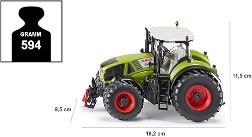 Miniatura 45 de Siku 1979, Claas Axion 850 con cargador frontal, 1:50, metal/plástico, verde, pala móvil, enganche trasero, se puede combinar remolques de la misma