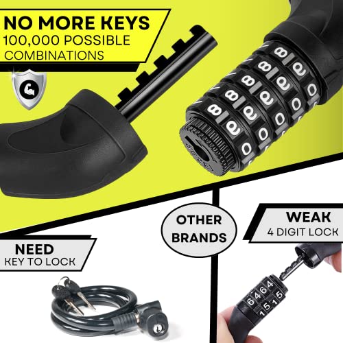 JIMJOOS Heavy Duty Bike Locks, 5-Digit Combination Cable Bicycle Locks, Waterproof Motorbike Locks - Image 3