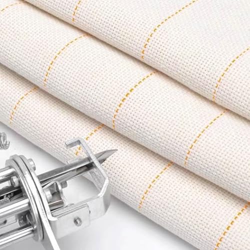 Tela de Punzonado Monk Cloth, Paño de Tufing 150 × 200cm, Tela de Aguja Punch con Líneas Marcadas para Bordado Principiantes