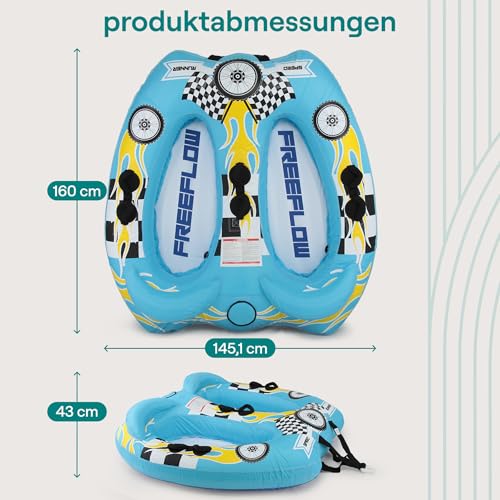 SereneLife Aufblasbares Schlauchboot- 2/3 Personen, Towable Tube für Wassersport, Ziehschlauchboot aus PVC, Für Seen & Flüsse, Einfach Aufzupumpen & Transportieren, Wassersport Tube für Bootfahren