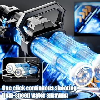 XRELIATECH Gatling Electric Water Gun for Adults, Double Barrel Squirt Gun with Rotating and Emit Light,32FT Automatic Water Guns, Large Water Tank & Battery for Outdoor Battles & Pool Parties (Black)