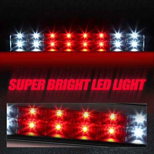 Dual Row Led Center High Mount Stop Lamp Third Brake Cargo Light Compatible With Ford F250 F350 Super Duty 99-16 | Ranger 93-11 | Explorer Sport Trac 01-05 | Mazda B-Series 94-10, Black Housing, Smoke #TOP3