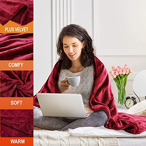 Electric Blanket Heated Throw 50”X 60”, Heated Blanket With Double-Layer Flannel, Etl Certification, 6 Heating Levels, 3 Hours Auto-Off, Machine Washable, Fast Heating Blanket, Bed Sofa Use (Red) #TOP1