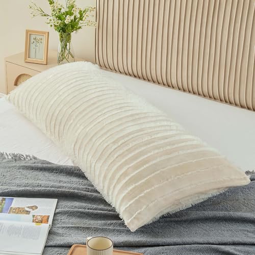 Image of BEDELITE Body Pillow Cover with Zipper, Boho-Beige, 20x54 Inch, 1 Pack | Body Pillow Pillowcase, Super Soft and Cozy Fuzzy Fleece, Luxury Plush Long Pillowcase, Versatile Comfort for All Seasons