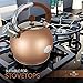 ELITRA HOME Stove Top Whistling Fancy Tea Kettle Stainless Steel Tea Pot with Ergonomic Handle 2.7 Quart / 2.6 Liter (ROSE GOLD)