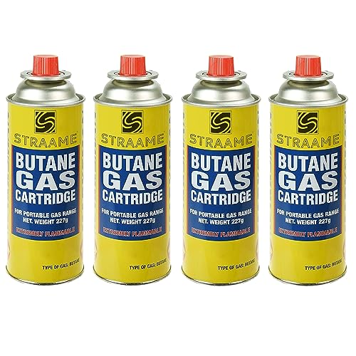 Straame Camping-gas Gas-bottles for Camping Stove BBQ Heaters Blowtorch BBQ Gas-Weed Burner - Outdoor Camping Must Have Safe and Easy to Use Portable (Pack of 4)