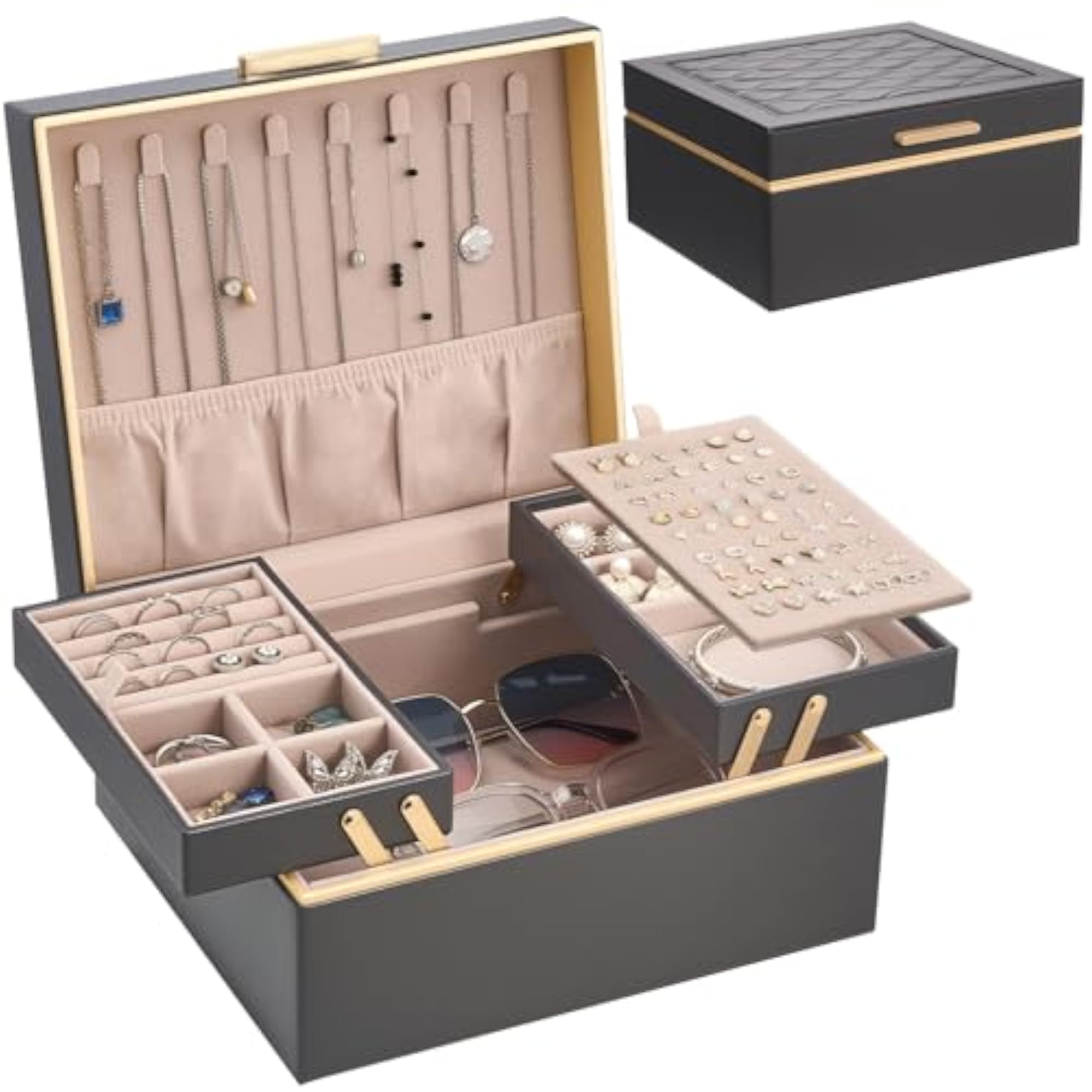 2 Layer Jewelry Organizer Box for Women