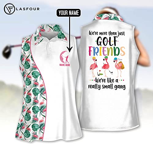 Lasfour Personalized Golf Shirts For Women Sleeveless With Collar, Funny Golf Shirts For Women, We're More Than Just Golf Friends, Golf Team Shirts Funny Women, Floral Golf Shirt Dry Fit #TOP5