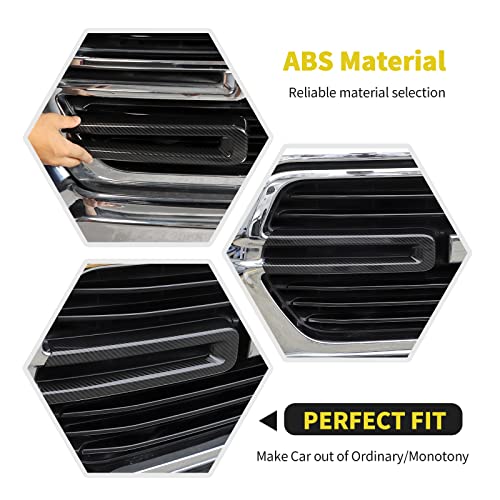 Image of Carbon Fiber Front Grille Inserts Trim Cover Grill U Bar Cover Frame Decoration Exterior Accessories for Dodge RAM 2018 2019 2020 2021 2022