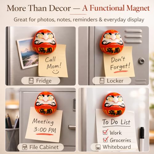 Imán de cerámica decorativo estilo japonés Daruma miniatura 3