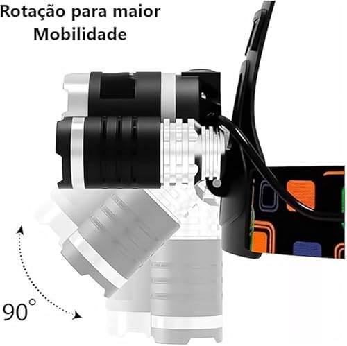 Lanterna de Cabeça Profissional Recarregável, Poderosa e Confortável, Ilumine Suas Aventuras!