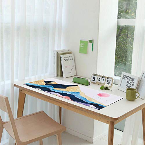 Image of iCasso Desk Mat, Extended Gaming Mouse Pad, Large Non-Slip Rubber Base Mousepad with Stitched Edges, Waterproof Keyboard Mouse Mat Desk Pad for Work, Game, Office, Home - Landscape Ink