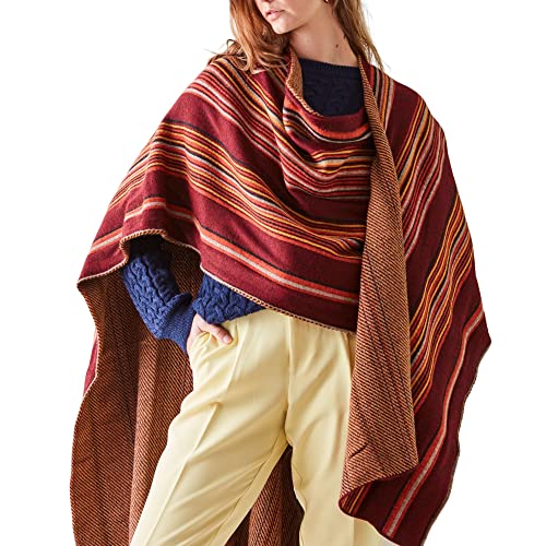 Women's Shawl Wrap Poncho Ruana Cape Open Front Paracas 100% Baby Alpaca Wool Unisex Men Shawls for Fall Winter