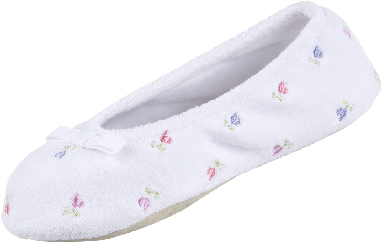 isotoner Women's Embroidered Terry Ballerina Slippers