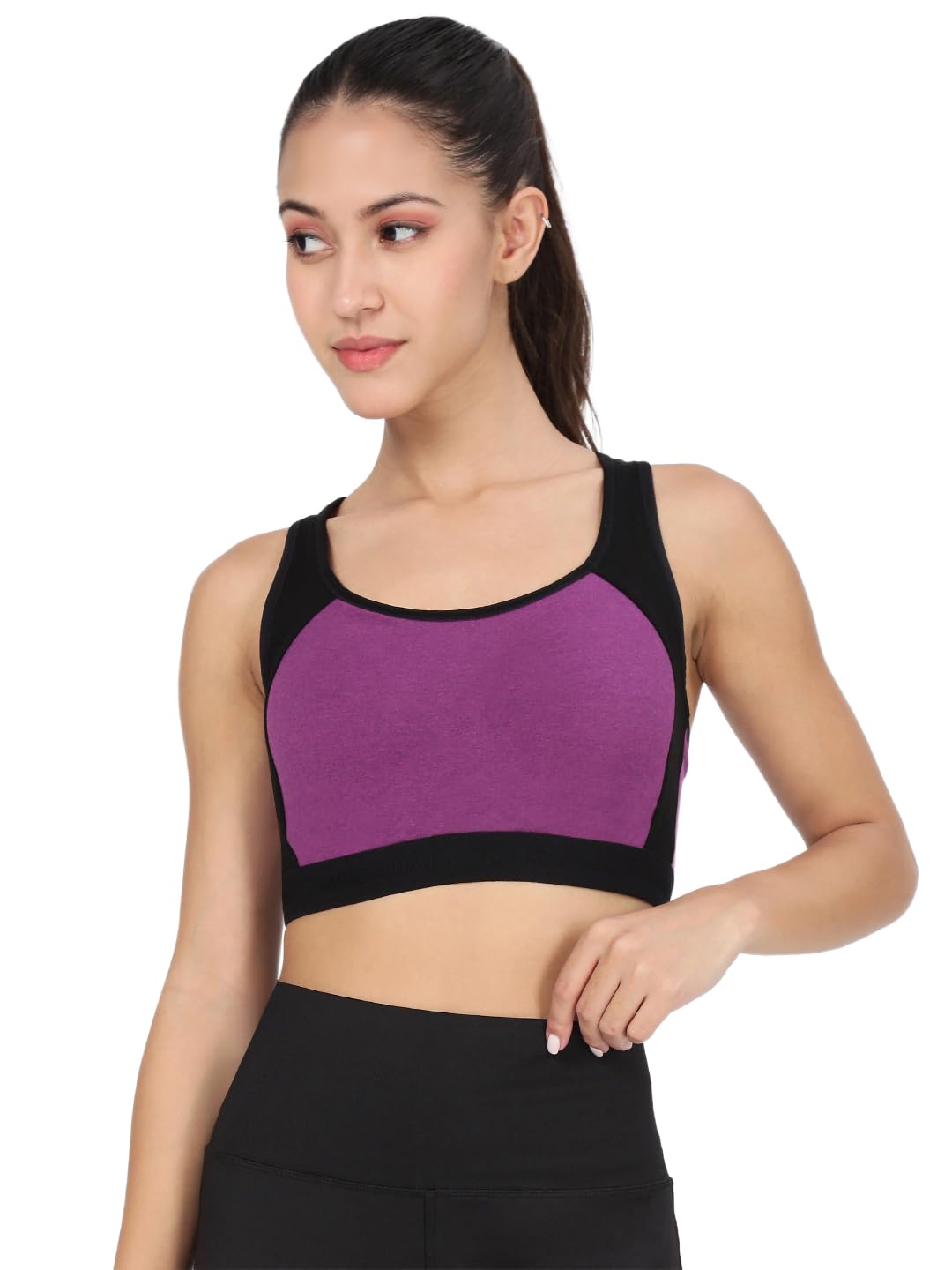 Series Women's Lightly Padded Sports Bra in Cotton Fabric with Lightweight Breathable Cups and Racerback Style-image-13