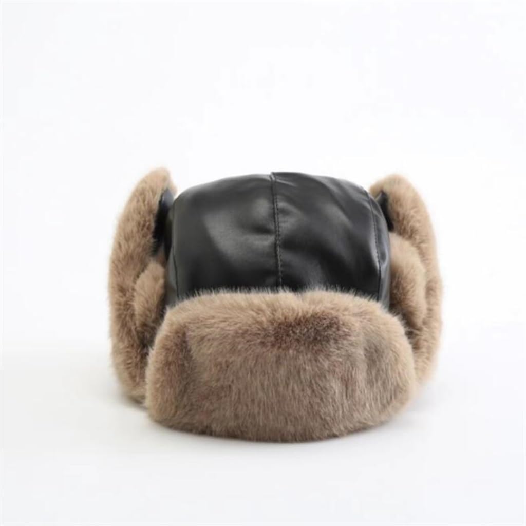 Leather Lei Feng Hat for Women's Winter Warmth and Riding Ear Protection