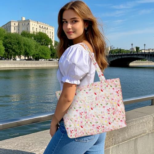 Image of Sunwel Fashion Top Zipper Floral Quilted Bag Small Tote Bag for Women