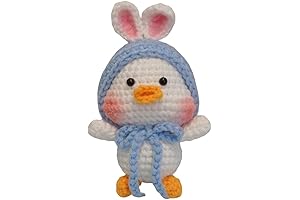 Charming White Duck with Blue Bunny Hat Keychain
