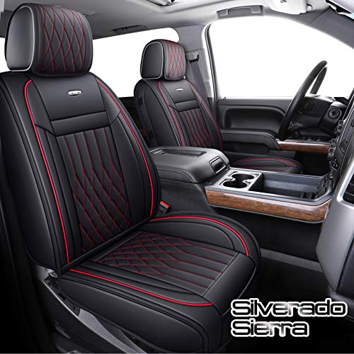 Super Deal Product Aierxuan Chevy Silverado GMC Sierra Car Seat Covers Full Set with Waterproof Leather, Fit for 2007-2022 1500/2500 HD / 3500 HD Crew,Double,Extended Cab or Pickup Truck(Black and Red) 🔥 Aierxuan Chevy Silverado GMC Sierra Car Seat Covers Full Set with Waterproof Leather, Fit for 2007-2022 1500/2500 HD / 3500 HD Crew,Double,Extended Cab or Pickup Truck(Black and Red)