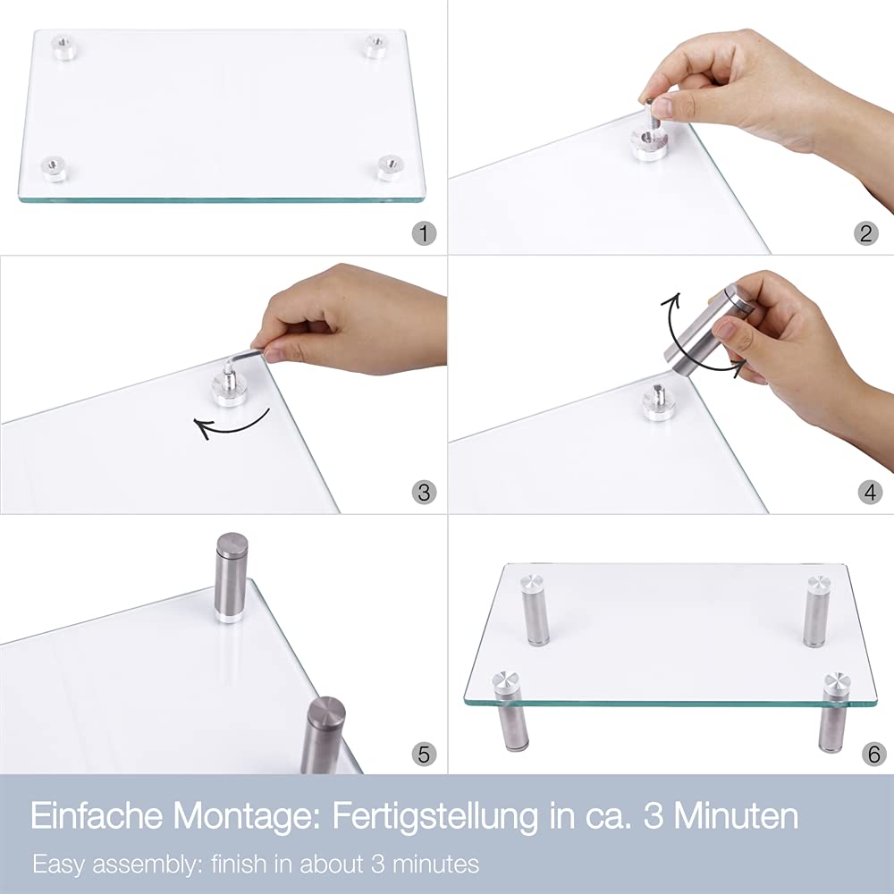 Melko - Rialzo per monitor in vetro, supporto per monitor, supporto per notebook, rialzo per televisore, supporto TV fino a 30 kg, selezione delle dimensioni