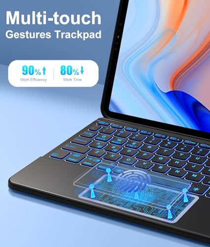 Image of RTSY Keyboard case for iPad Air 11 (M4 /M3 /M2) & iPad Air 5th /4th Gen (10.9 Inch) with Trackpad & 7-Colors Backlit, Magnetic Detachable Wireless Bluetooth (Black)