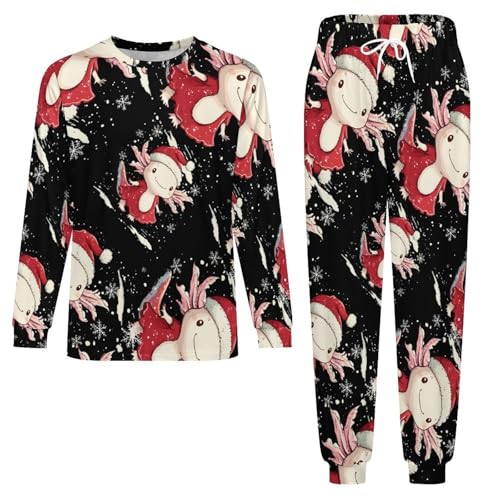 Christmas Axolotl Pajama Set Long Sleeve Lounge Sets Sleepwear 2 Pjs Nightwear for Men Women3