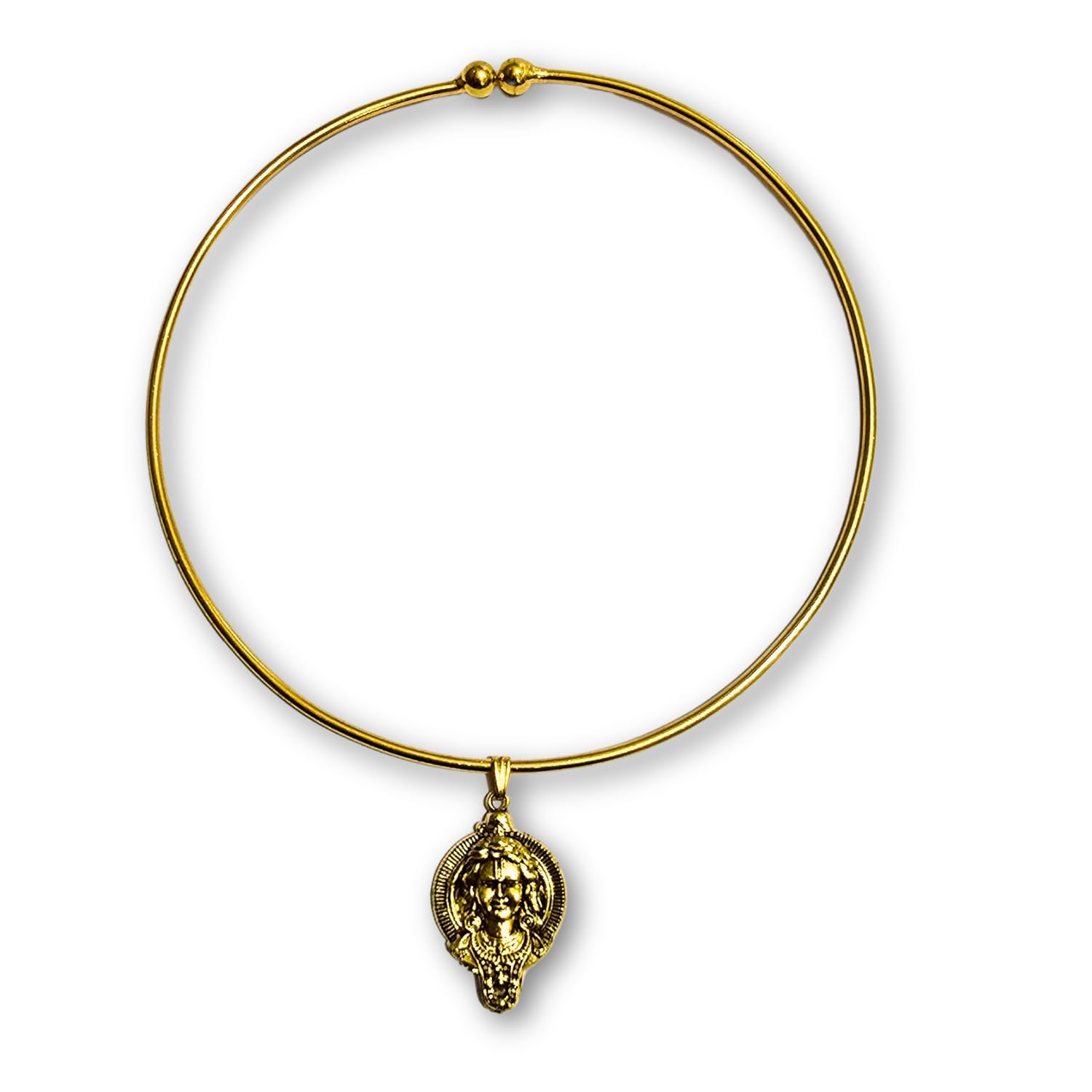 czardonic Traditional Gold-Plated Hasli Choker Necklace with Lord Ram Pendant for Women | Antique Ethnic Rigid Collar Neckpiece Jewellery for Weddings, Festivals & Festive Occasions-picture-19