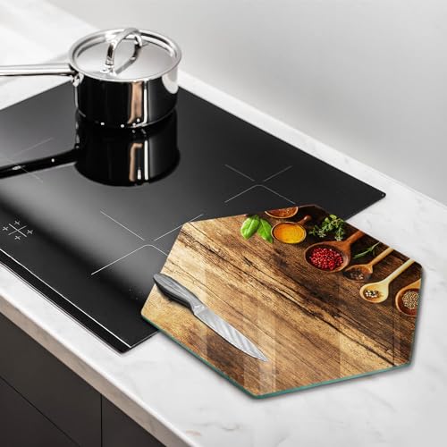 Planche à découper en bois héctagonale 40cm Wallfluent Cuisson Résistance - 3