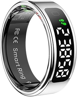 ディスプレイ画面とタッチヘルス&フィットネスモニターを備えたGetBstoopR11スマートリング(シルバー13)