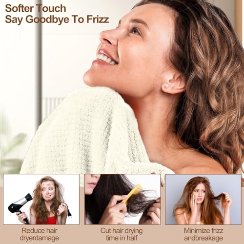 Pugnum Toalha de cabelo de microfibra, turbantes de cabelo super absorventes para cabelos molhados a